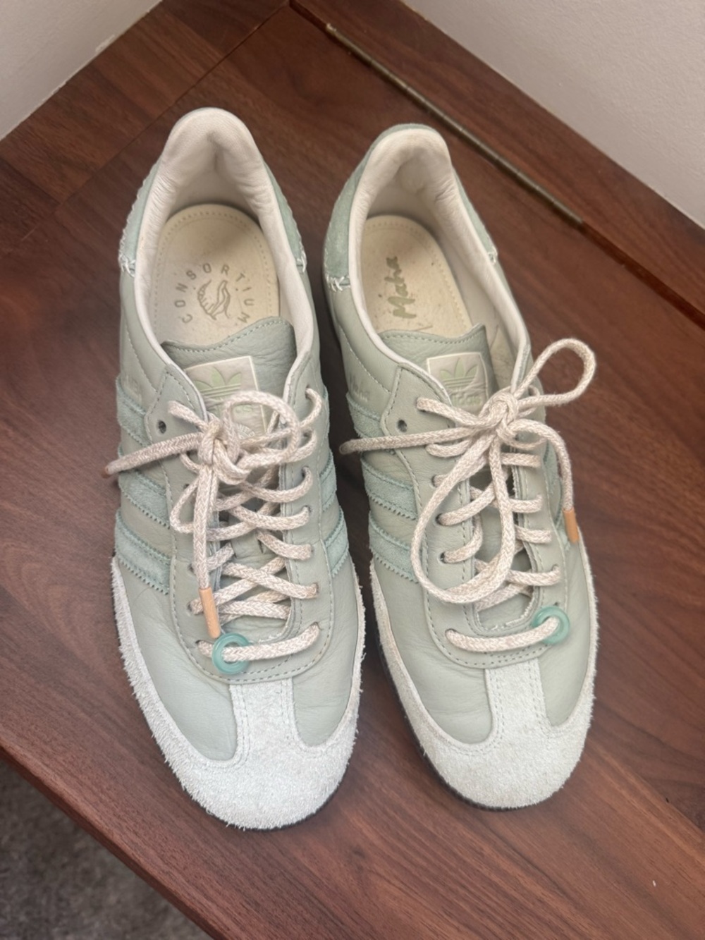 Adidas Samba Maha Light Mint Green Suede & Leather Sneakers men’s 8.5 - Picture 2 of 6